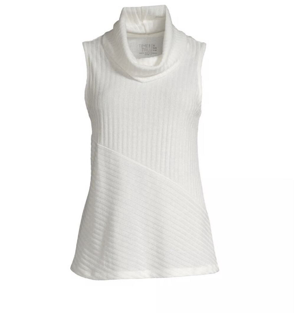 NEW Time & Tru Popover Knit Top Coastal Lagenlook Cottage Quiet Luxury Cowl Neck